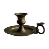 Antique gold hand candlestick with a handle fixed by 3 rivets H8 D13
