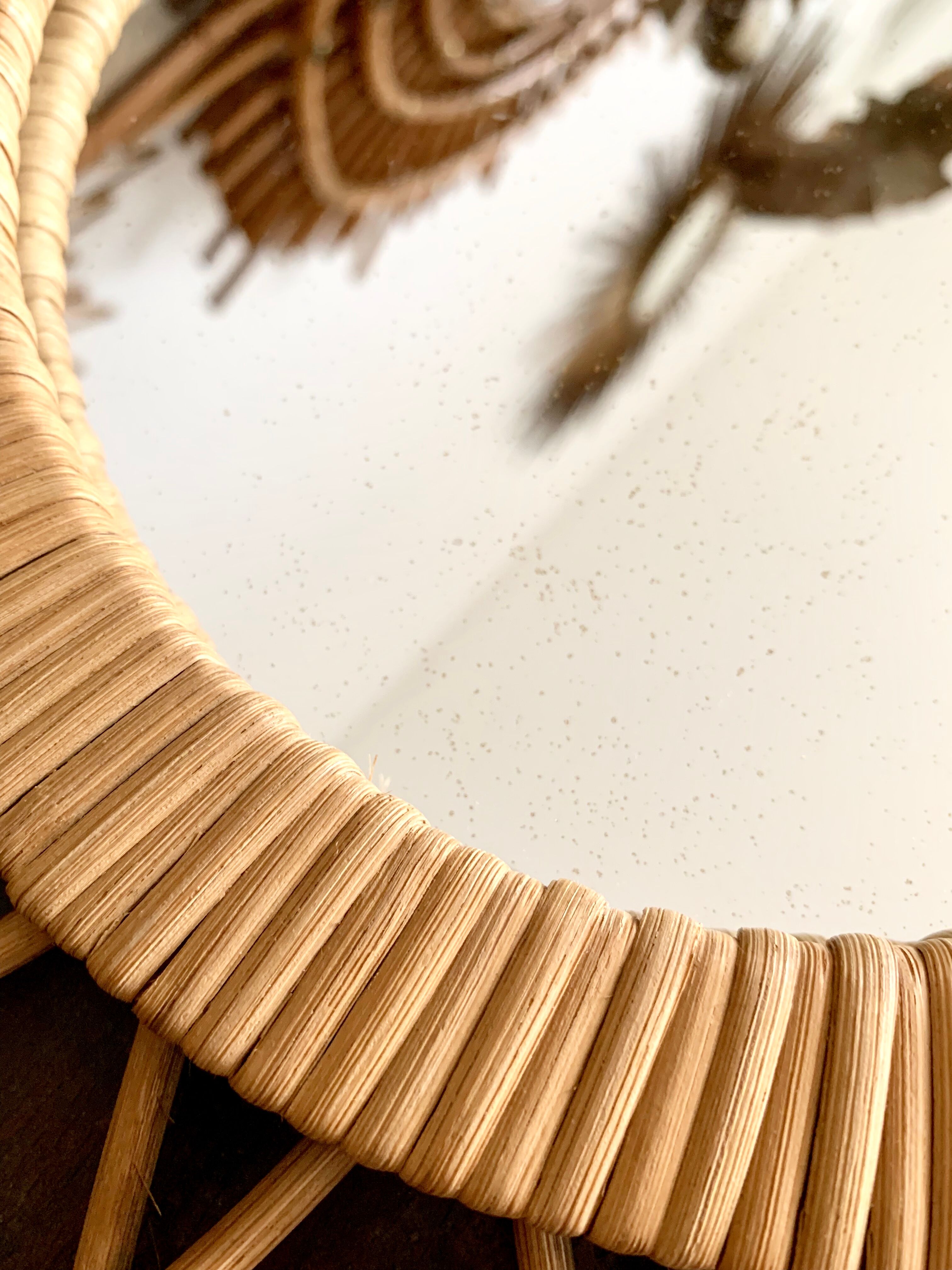 Mirror rattan vintage 36x36cm