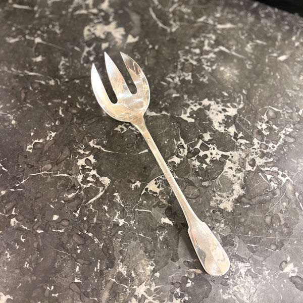 Serving fork, silver metal, Christofle, Cluny model