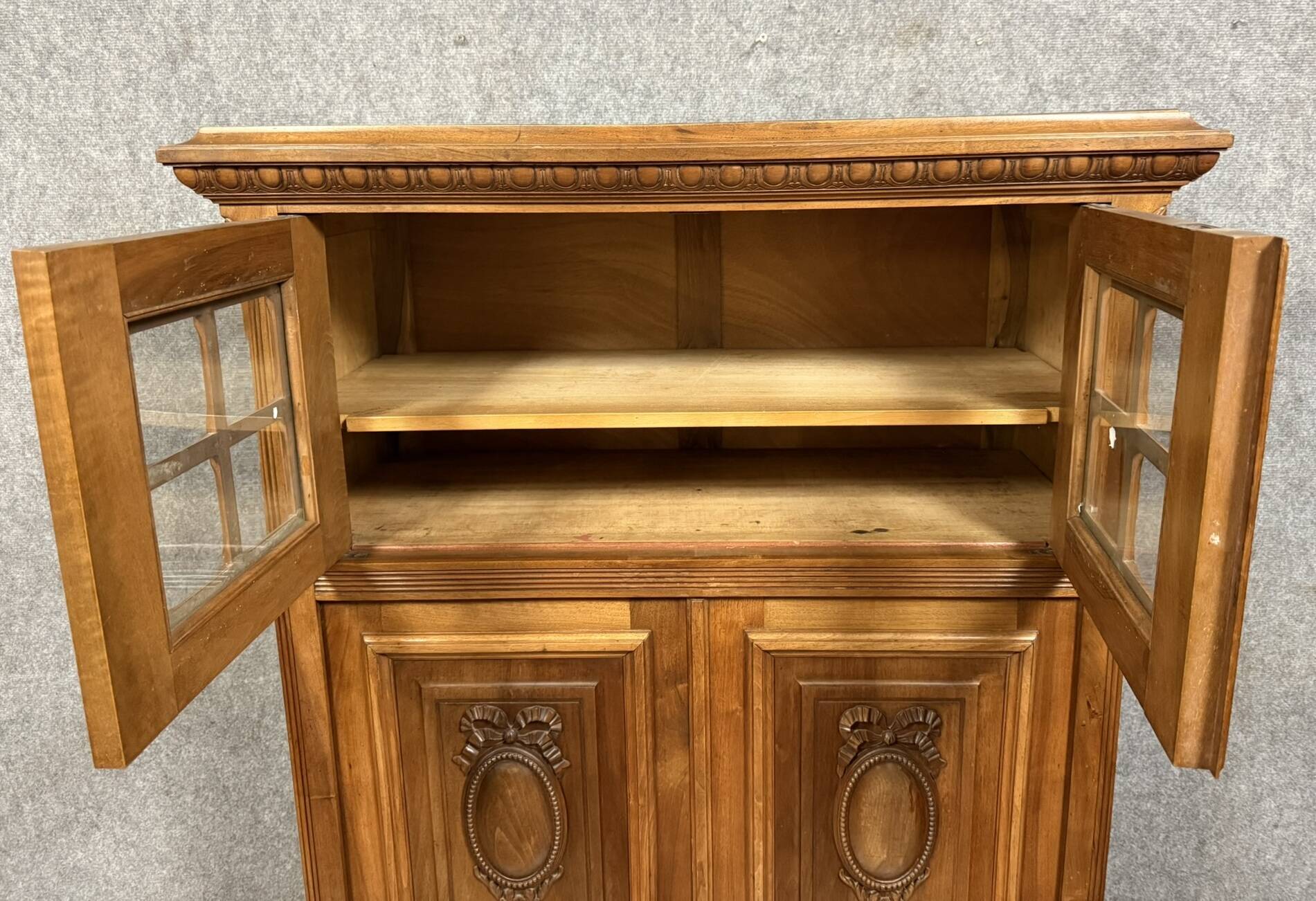 Louis XVI style library cabinet in solid walnut circa 1880
