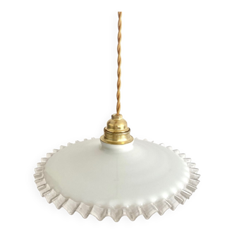 Vintage opaline crenellated pendant lamp