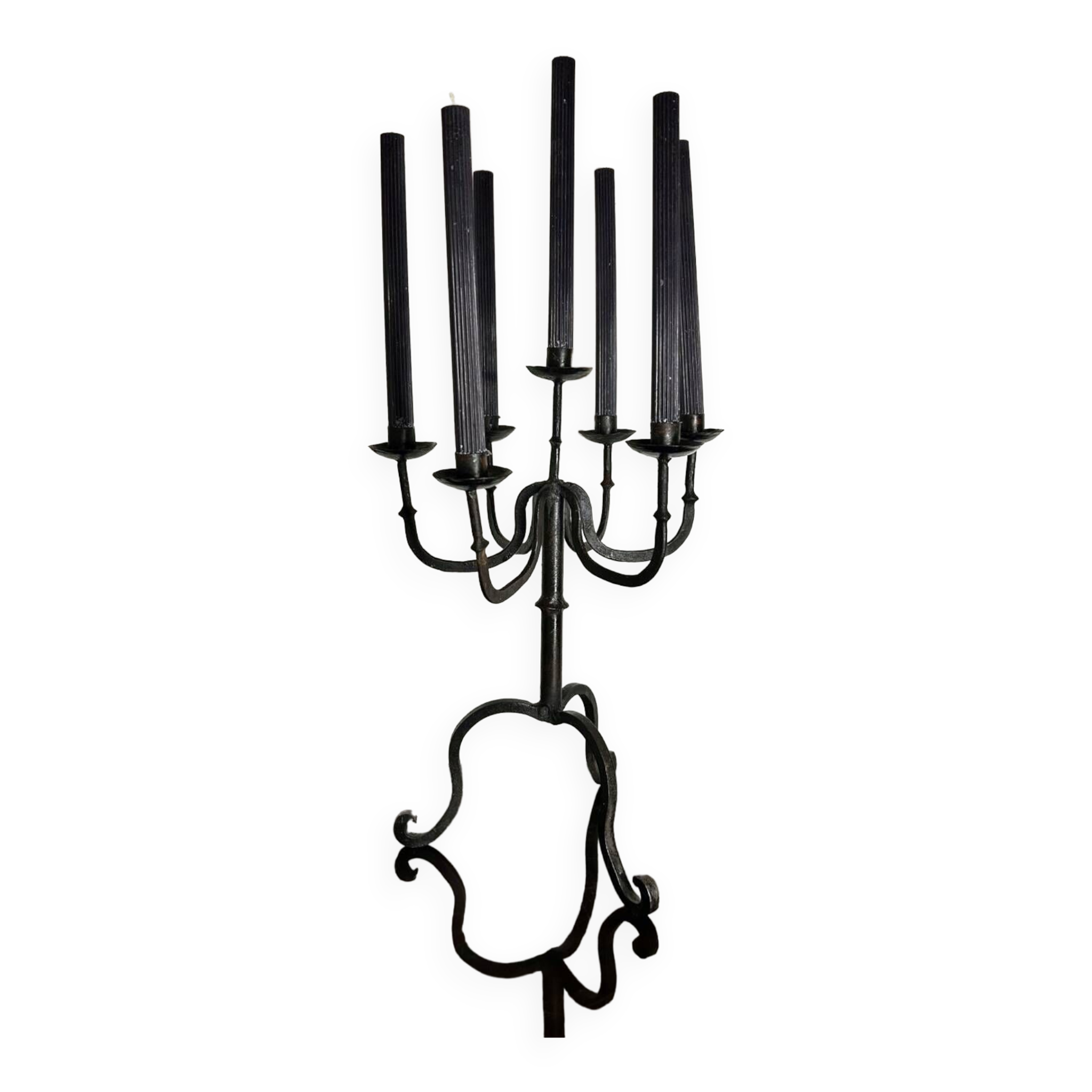 Brutalist wrought iron candlestick from the 60s