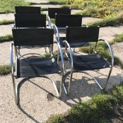 Set of 6 black Bauhaus cantilever chairs in chrome, Italy 1970s.