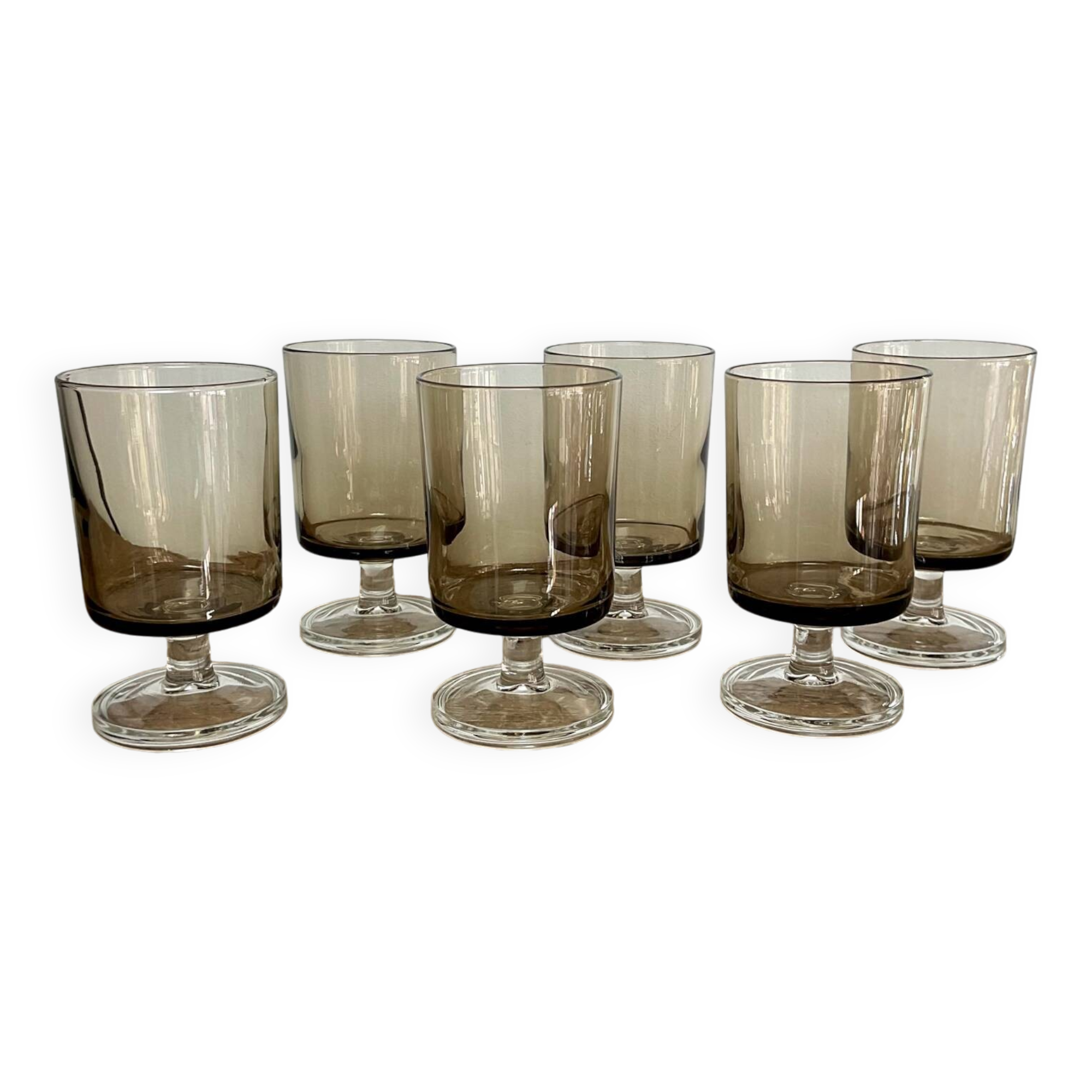 6 luminarc france smoked glasses