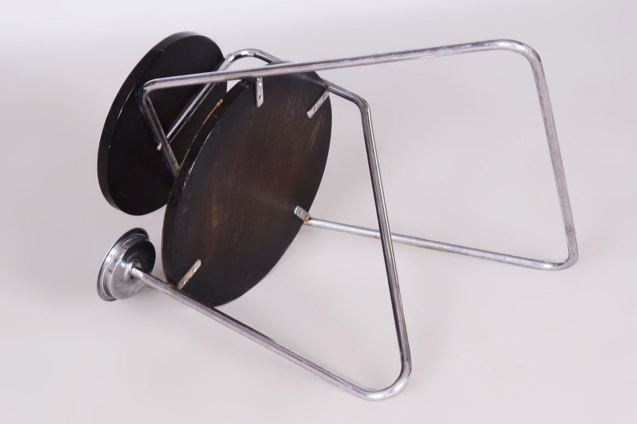 Restored Bauhaus Small Table, Chrome, Revived Polish, Czechia, 1930s
