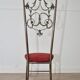 Hollywood regency style brass & velvet chiavarine side chairs, set of 2