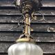 Antique French Napoleon III Brass & Bronze Opaline Glass Ceiling Light