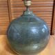 Pied de Lampe Ancien Boule Grès Émaillé Vert Nuancé Années 70 Vintage