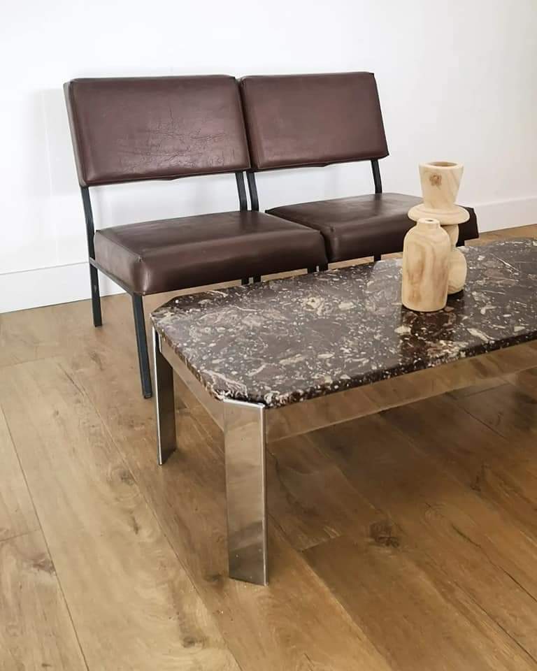 Marble coffee table and aluminum base