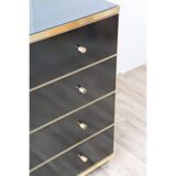 Vintage chest of drawers in lacquered wood and gilded metal 1970