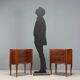 Pair of walnut bedside tables in Barocchetto style