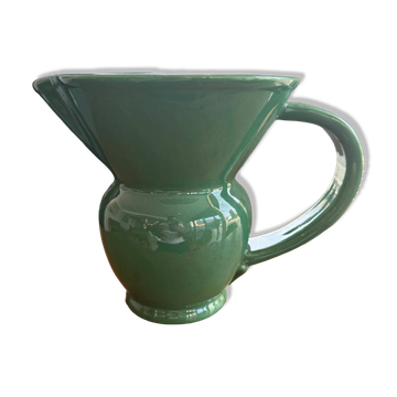 Monumental pitcher / water jug in green glazed earthenware – HB Quimper, Art Deco period
