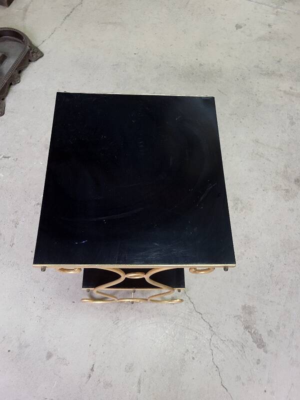 Small 2-tier metal and wooden stand 1960