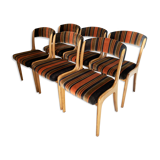 Set of 6 Baumann gondola chairs, Stamped NF