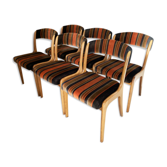 Set of 6 Baumann gondola chairs, Stamped NF