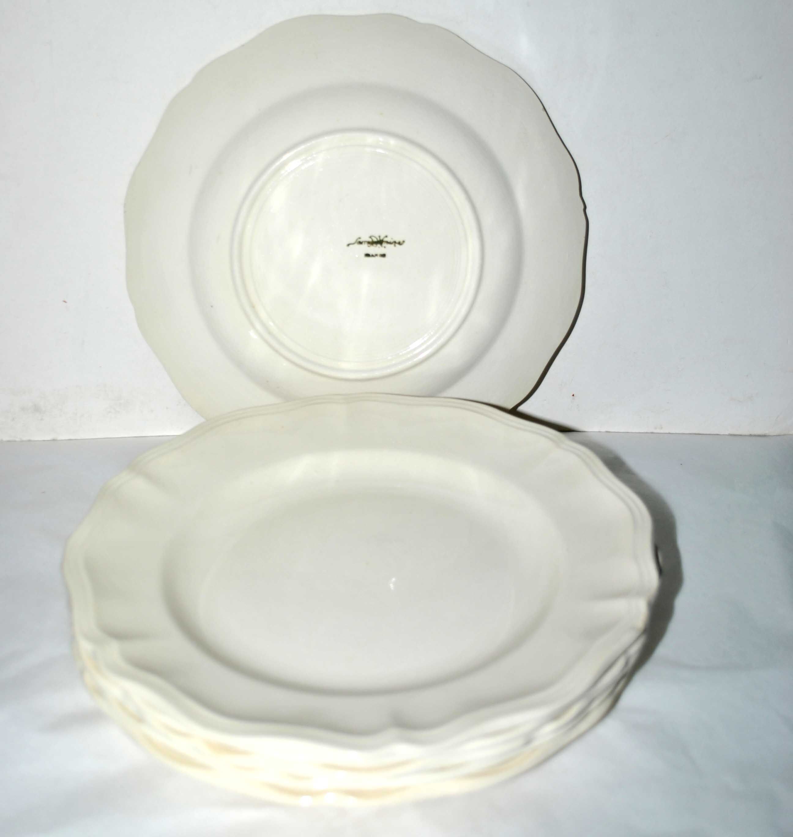 Series of 6 old plates in opaque earthenware of SARREGUEMINES Earth of iron cream 24.5cm