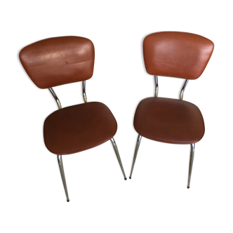 Chaises vintage simili cuir marron
