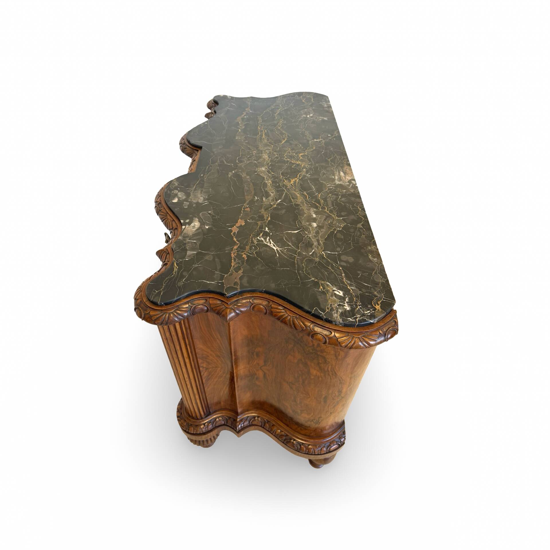 antique walnut serpentine commode