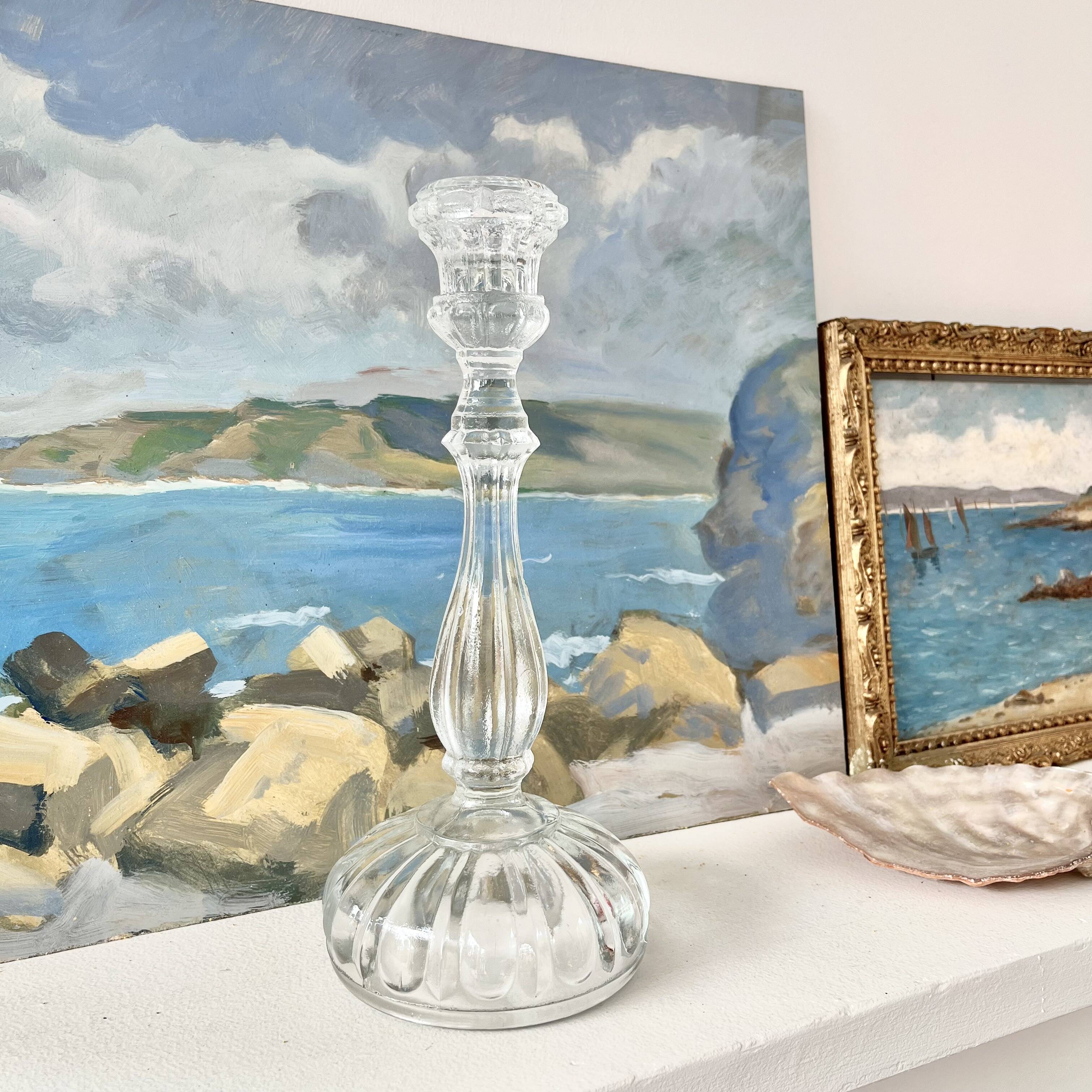 Thick molded glass candle holder