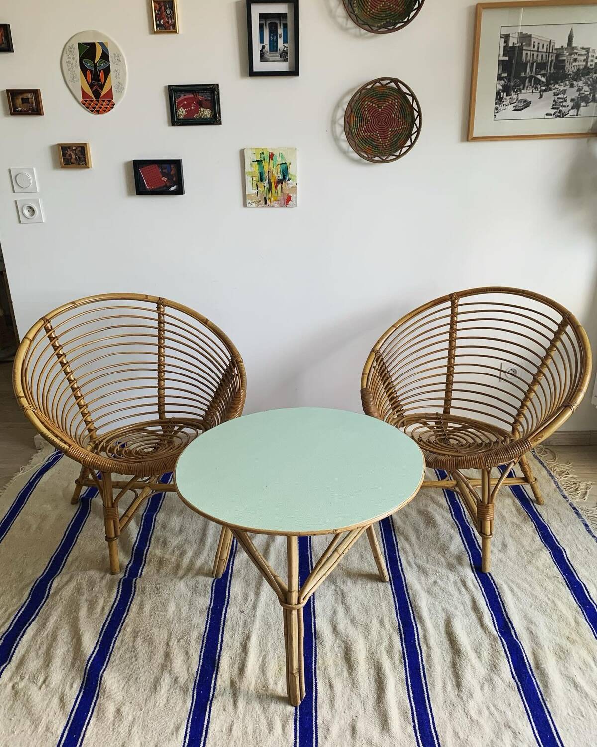 Revamped vintage rattan coffee table
