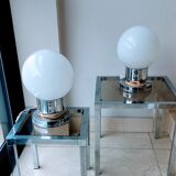 Pair of mcm chromed lamps