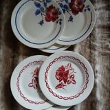 6 mismatched antique flat plates