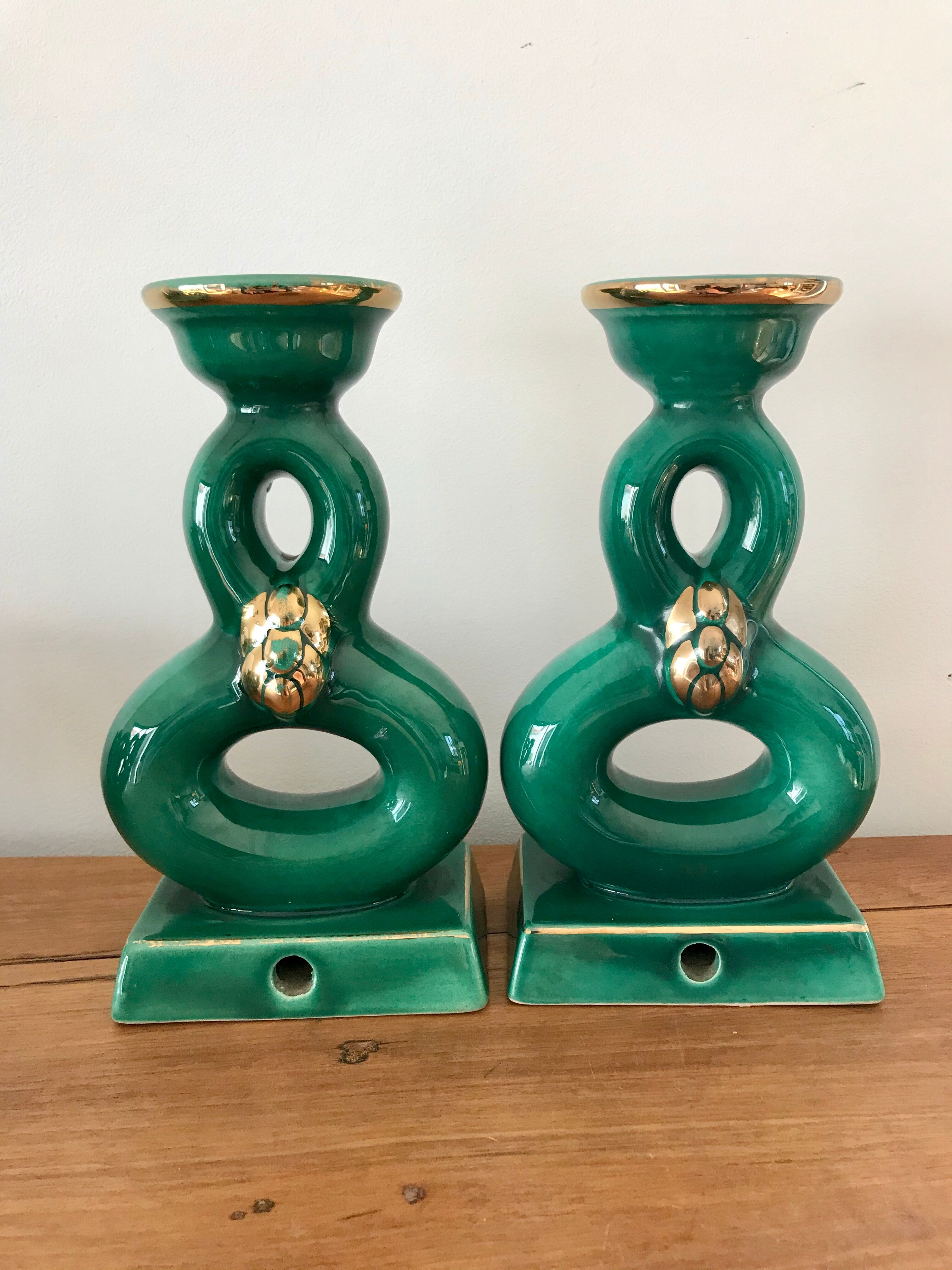Pair of candlesticks in cermal