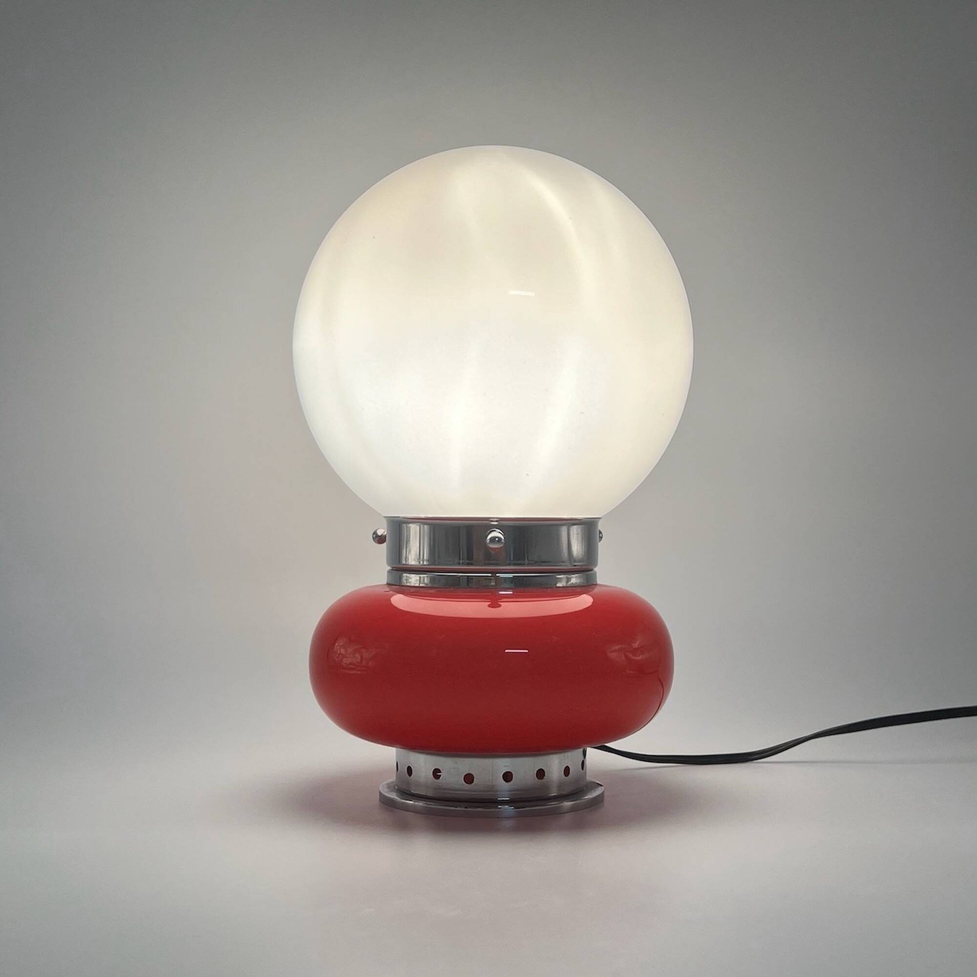 Murano Glass Red Table Lamp Mazzega, 60s