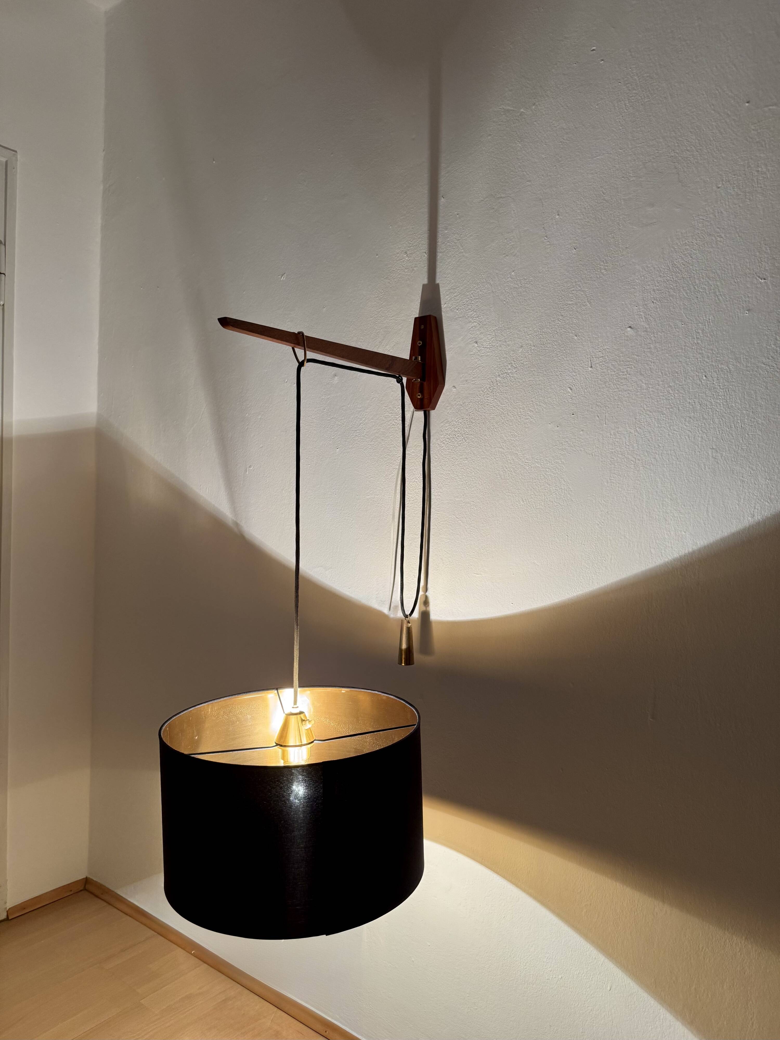 Adjustable Teak Wall Lamp by Kaiser Leuchten