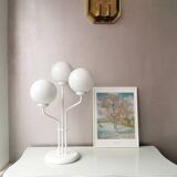 Vintage table lamp in white metal with 3 balls, 80s