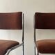 Pair of chrome and chestnut brown velvet chairs, 1970s design