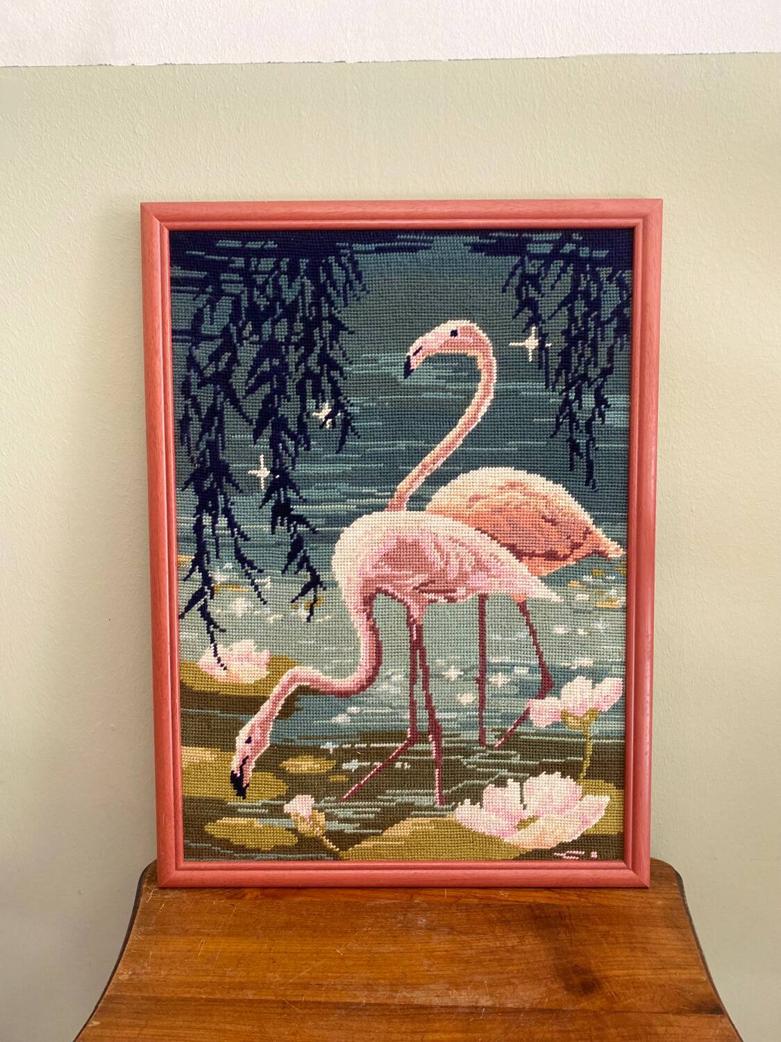 Tapisserie flamant rose vintage