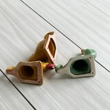 Ceramic slip kitchen towel hooks: Rooster, Hen, Duck.