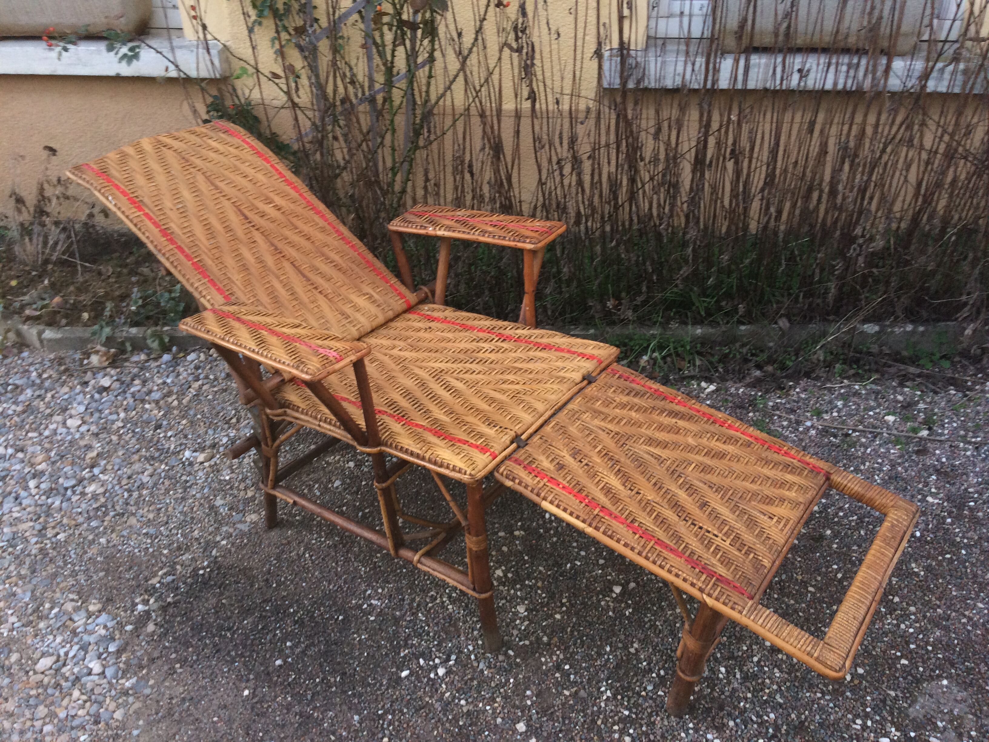 Vintage rattan long chair