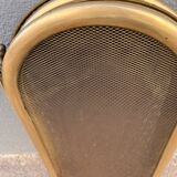 Antique brass fireplace screen from 1920, vintage spark guard.