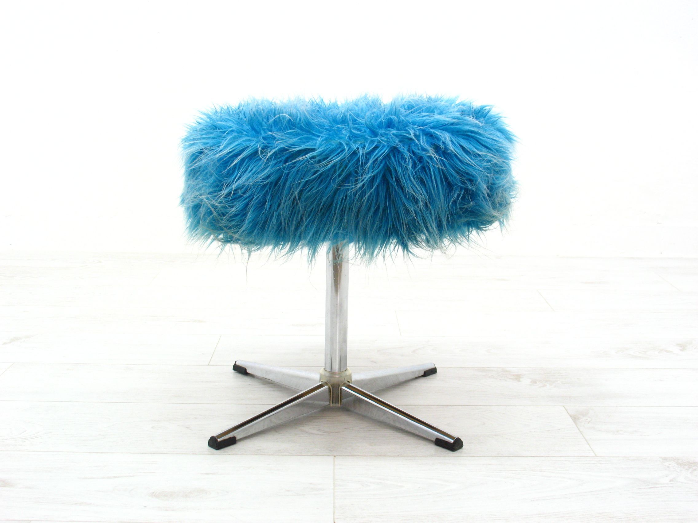 Vintage stool in metal & fabric, 1970s