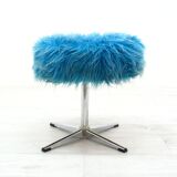 Tabouret vintage en métal et tissu, années 1970