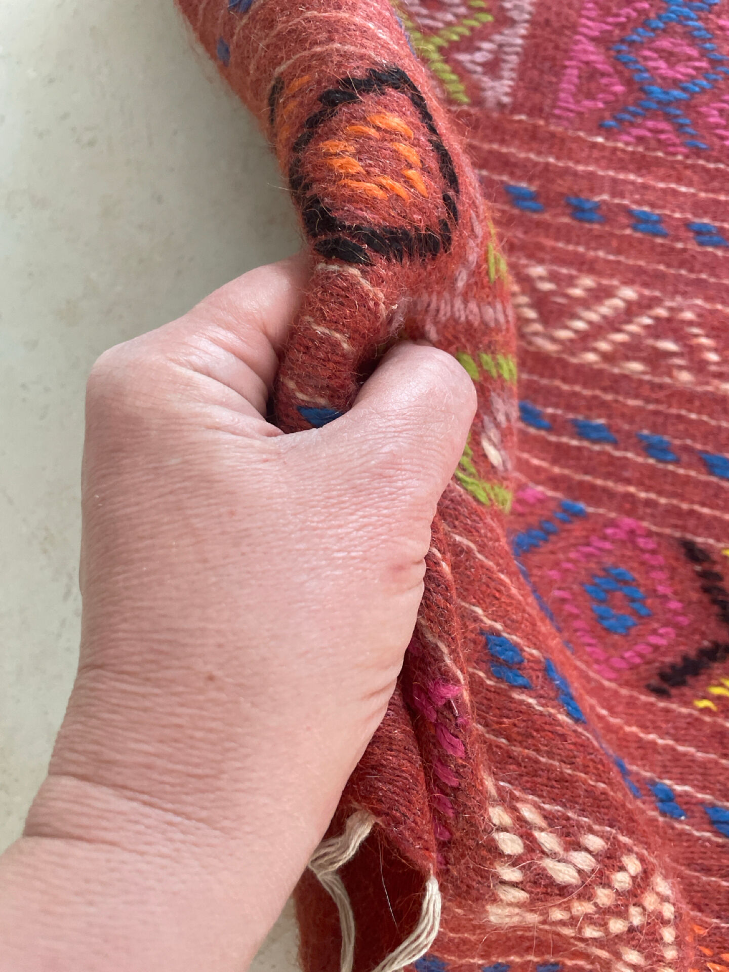 Handwoven wool Berber hallway rug, 240 x 52 cm