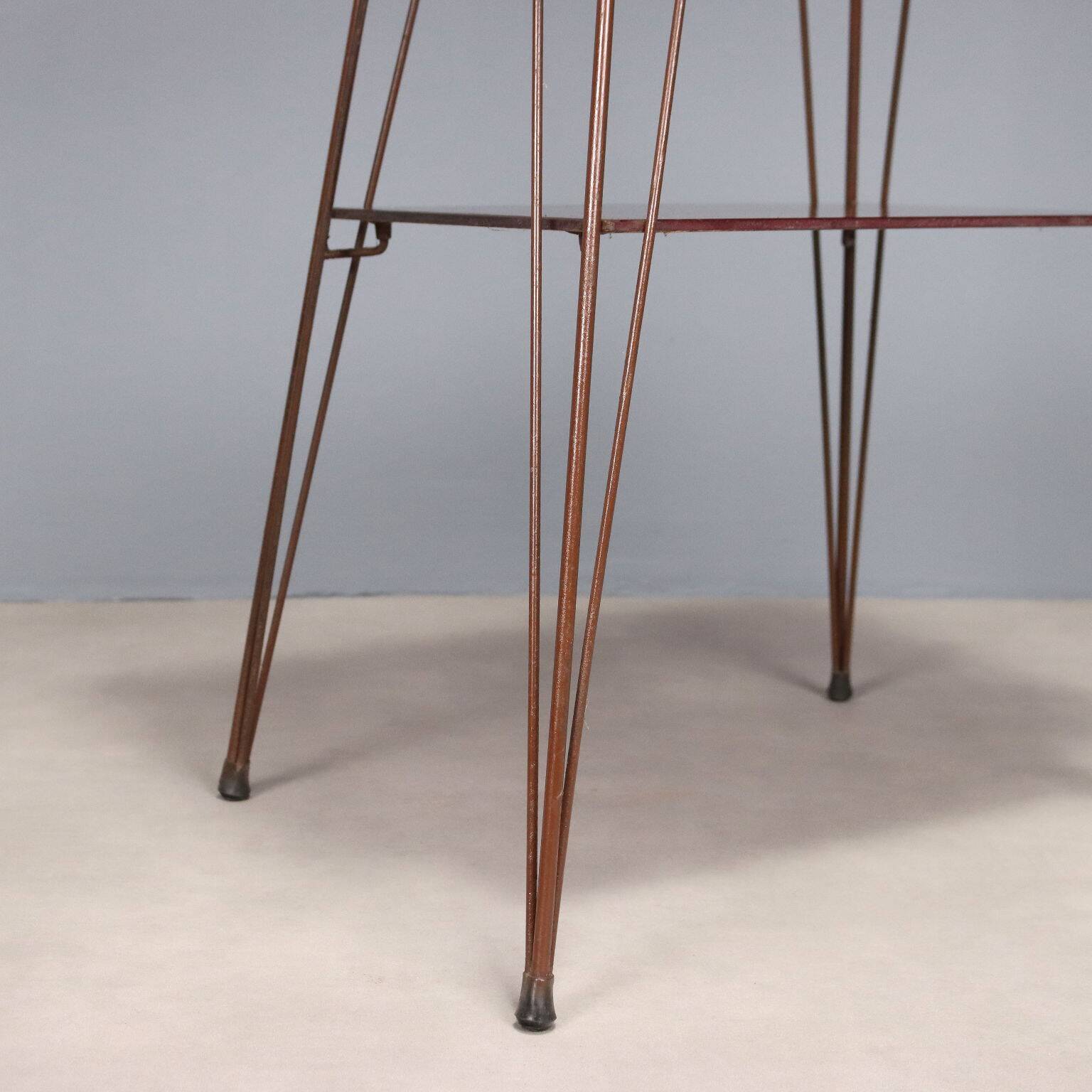 Vintage metal side table with double glass top, Italy, 1960s.