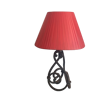 Wrought iron lamp, fabric cable, 50s lampshade