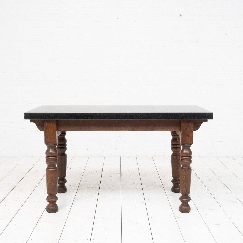 Console en chêne et pierre français antique, 1880