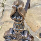 Vintage solid brass and steel chenets
