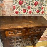 Brutalist geometric carved Spanish sideboard