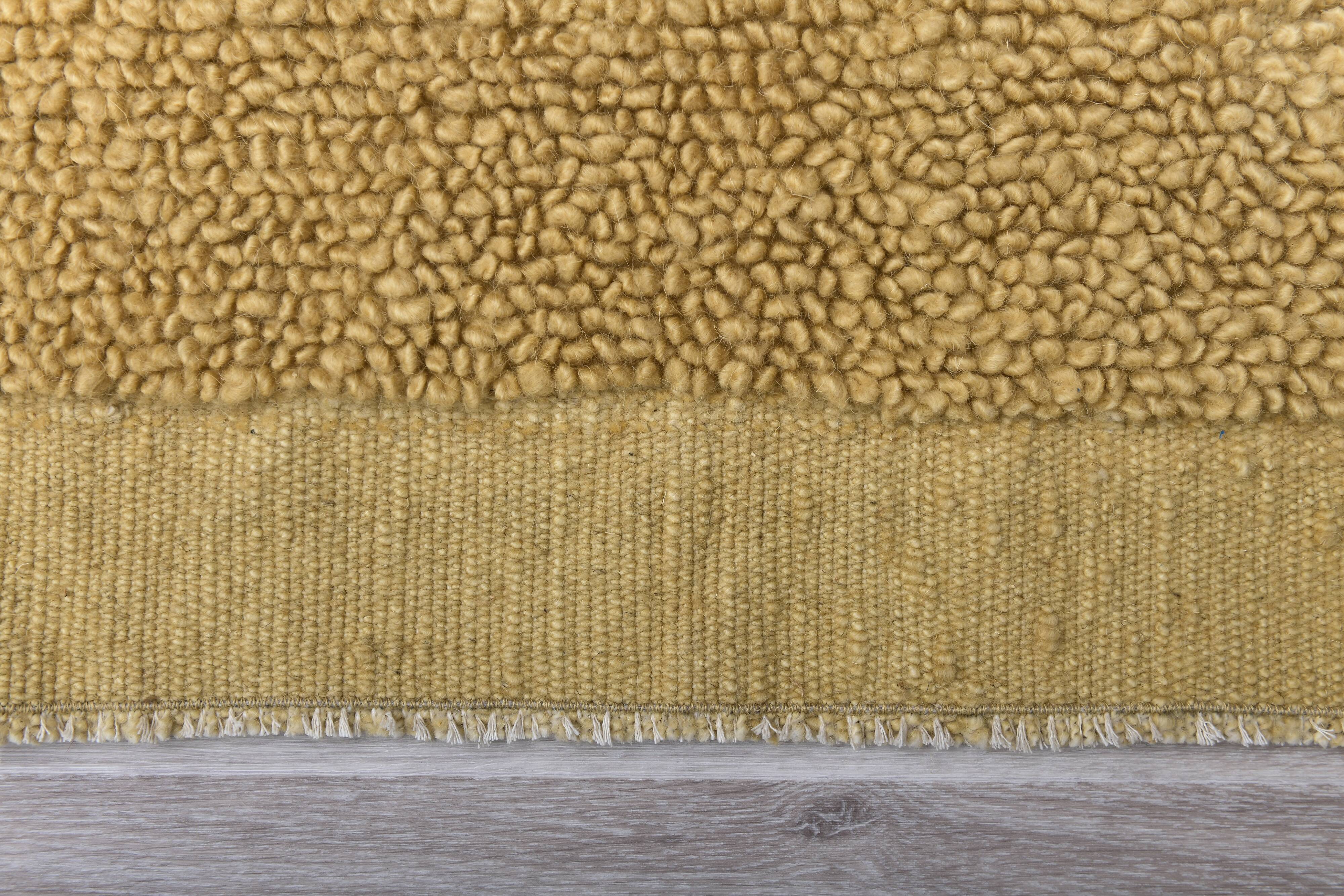 Mustard Moroccan Wool Berber Rug 133x211Cm