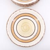 Six soup plates in Gien earthenware, Etna model, 1970s