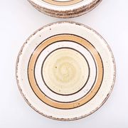 Six assiettes creuses en faïence de Gien modèle Etna, années 70