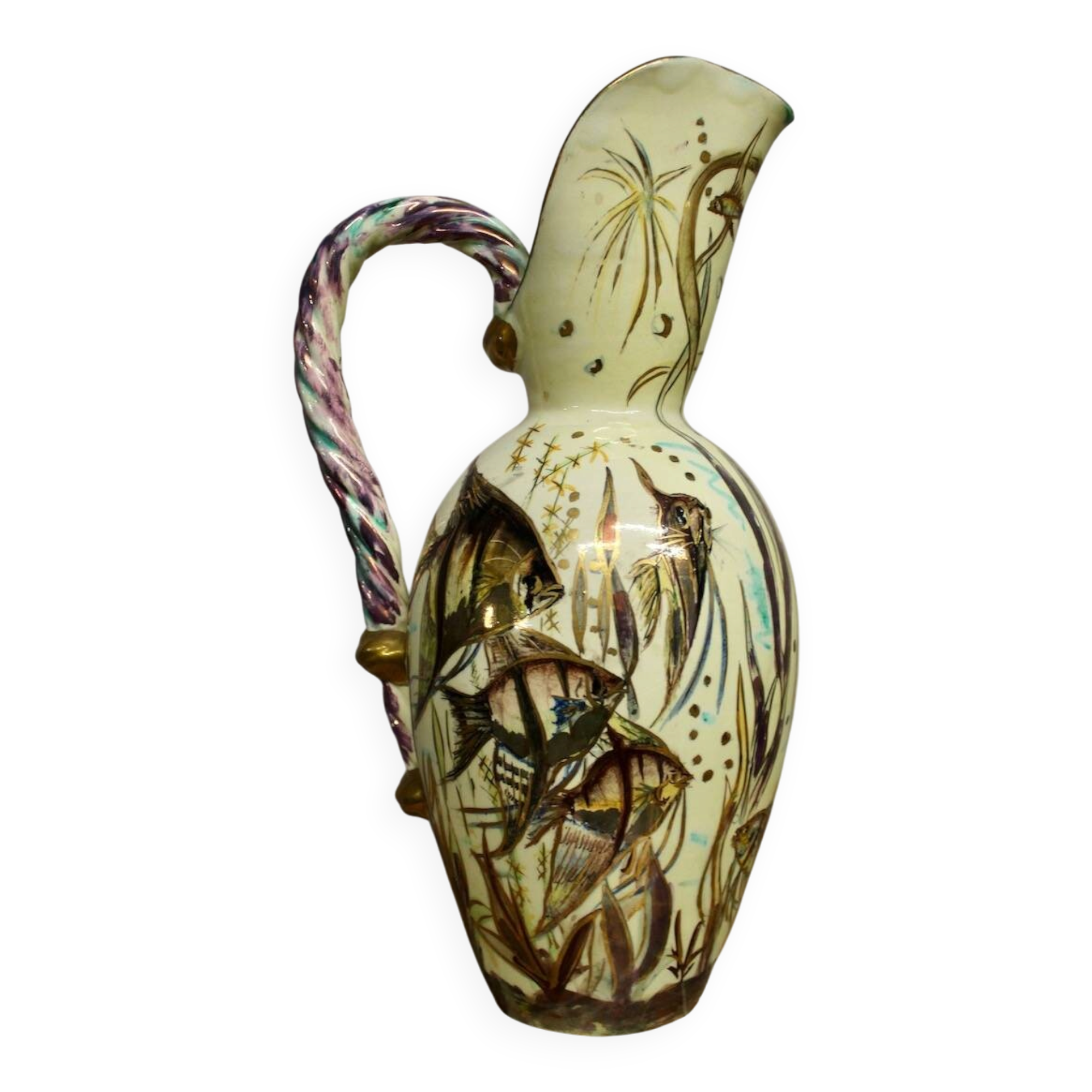Ceramic jug with fish decoration