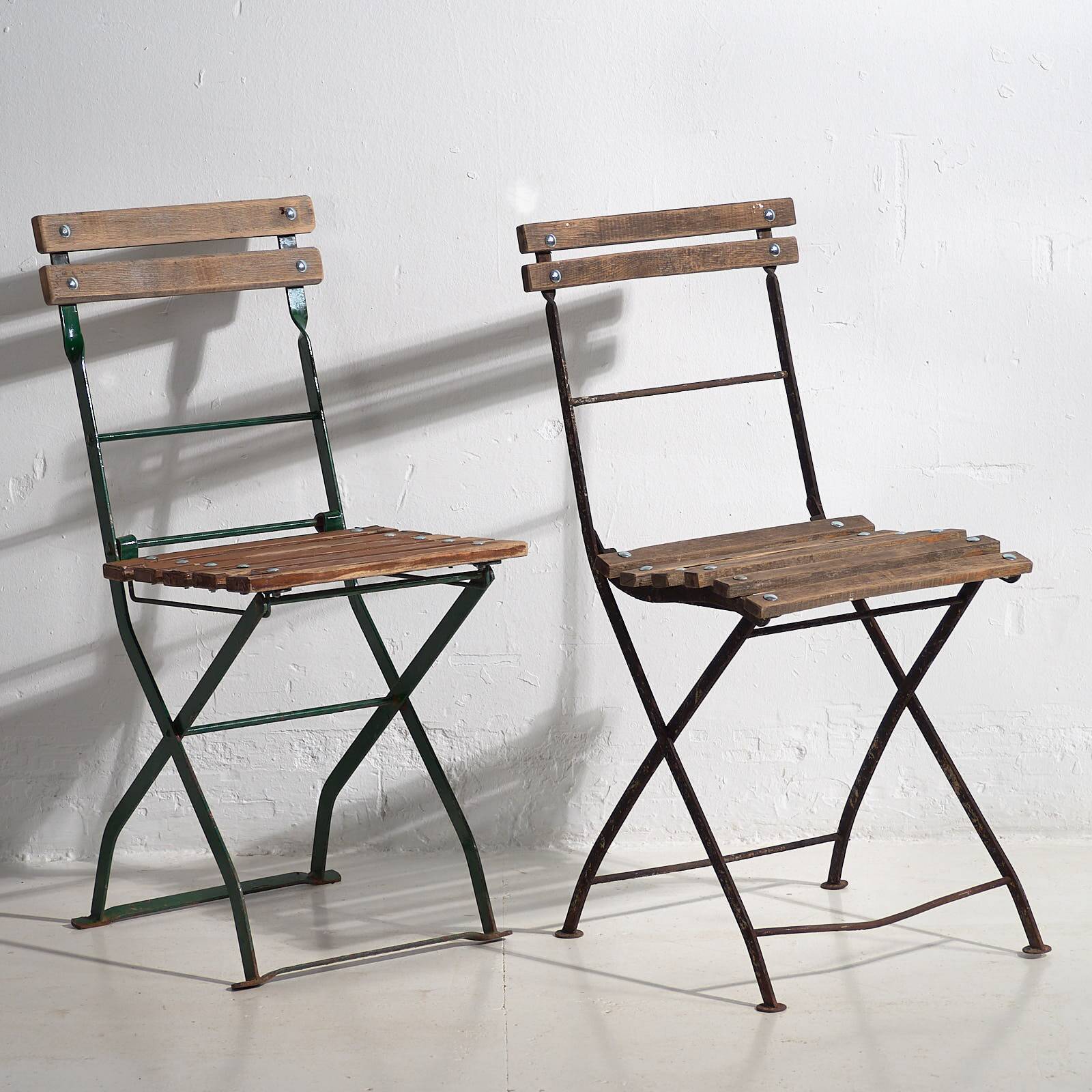 Anciennes chaises de terrasse pliantes (c.1920). Ensemble de 2 pièces #32