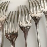 Nine large Ercuis silver-plated forks