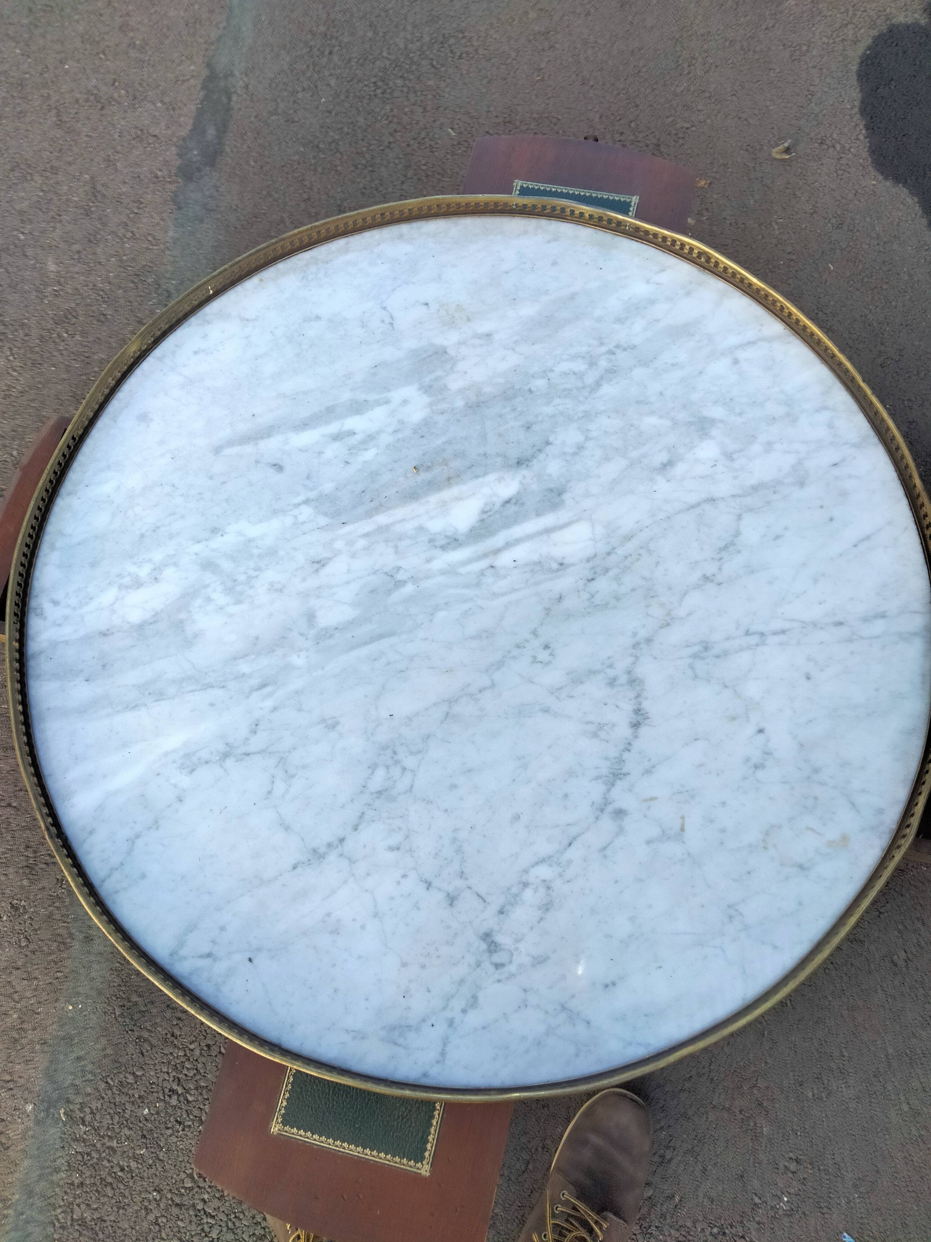 High table old hot water bottle Louis XVI style marble top
